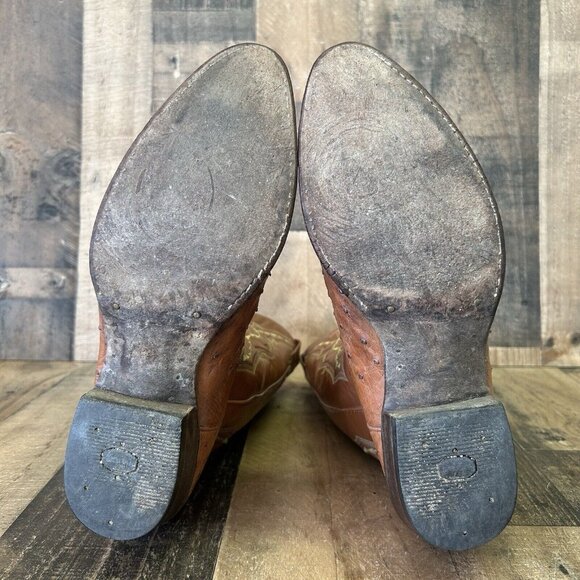 Dan Post Vintage Full Quill Ostrich Western Cowboy Boots Mens 9.5 D - Picture 2 of 12